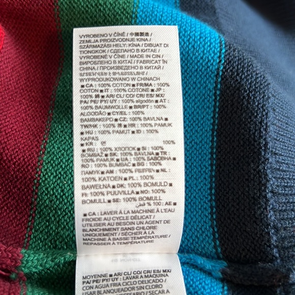 Gap Kids Striped Multi Color Crewneck Sweater Red Blue Yellow Youth Sz XL (12) - Picture 13 of 13